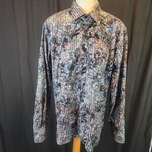 Luciano Visconti‎ Black Design Multicolor Size XL  Abstract Artsy  Cotton